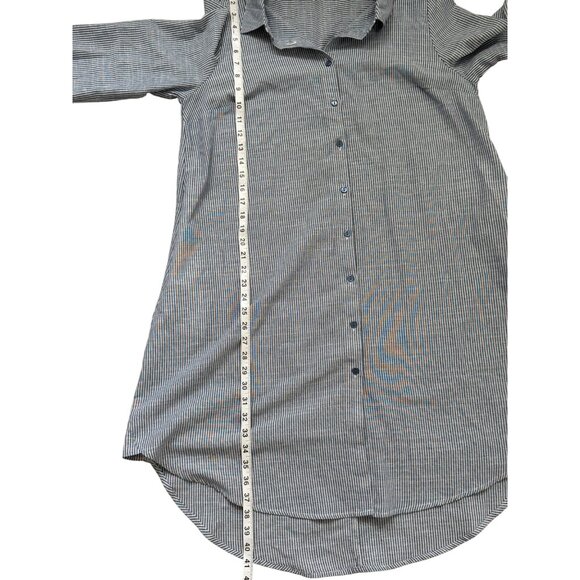Mlle Gabrielle Womens Shirt Dress Blue Striped Button-Up Lagenlook Size L - Picture 6 of 7